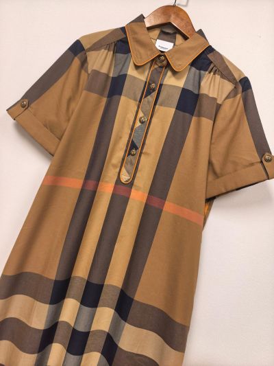 Burberry Plaid Button-Front Dress in Multicolor