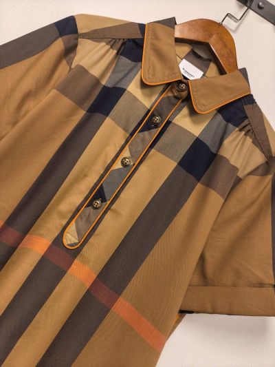 Burberry Plaid Button-Front Dress in Multicolor