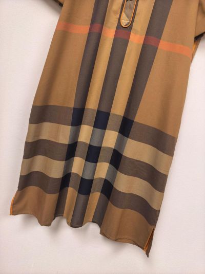 Burberry Plaid Button-Front Dress in Multicolor