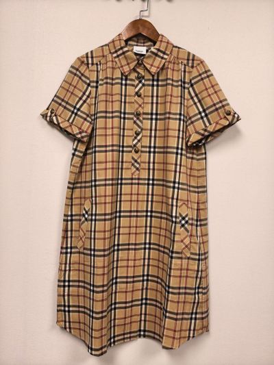 Burberry Plaid Button-Front Dress in Multicolor