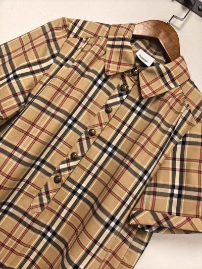 Burberry Plaid Button-Front Dress in Multicolor
