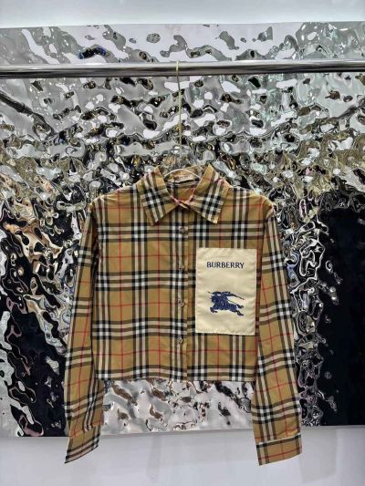 Burberry Plaid Button-Front Shirt in Beige
