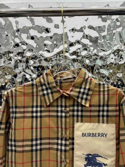 Burberry Plaid Button-Front Shirt in Beige
