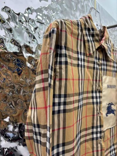Burberry Plaid Button-Front Shirt in Beige