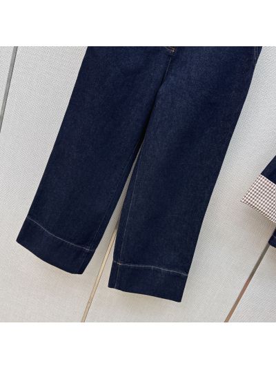 Burberry Wide-Leg Button-Front Pants in Navy