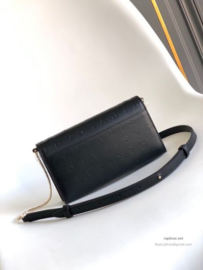 Bvlgari Infinitum Logo Chain Wallet Black Calfskin