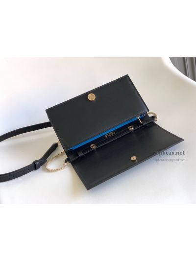 Bvlgari Infinitum Logo Chain Wallet Black Calfskin