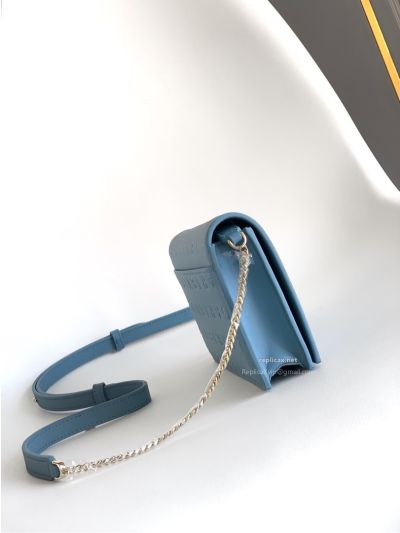 Bvlgari Infinitum Logo Chain Wallet Blue Calfskin