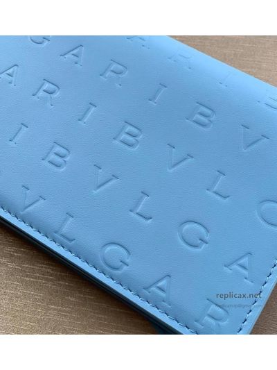 Bvlgari Infinitum Logo Chain Wallet Blue Calfskin