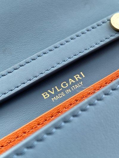 Bvlgari Infinitum Logo Chain Wallet Blue Calfskin