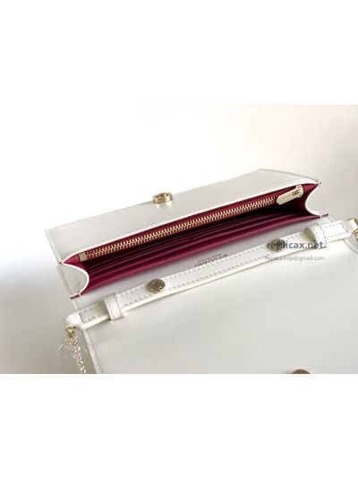 Bvlgari Infinitum Logo Chain Wallet Diamond White Calfskin