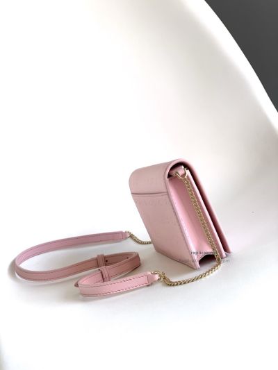 Bvlgari Infinitum Logo Chain Wallet Quartz Pink Calfskin