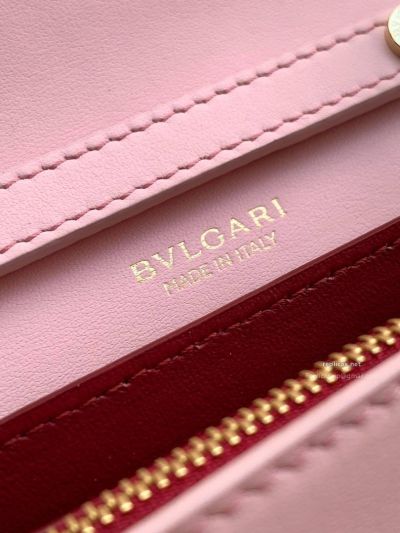 Bvlgari Infinitum Logo Chain Wallet Quartz Pink Calfskin