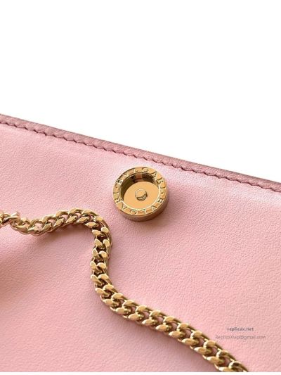 Bvlgari Infinitum Logo Chain Wallet Quartz Pink Calfskin
