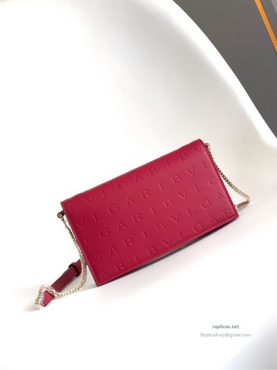 Bvlgari Infinitum Logo Chain Wallet Spinel Pink Calfskin