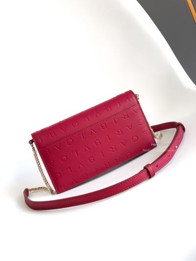 Bvlgari Infinitum Logo Chain Wallet Spinel Pink Calfskin