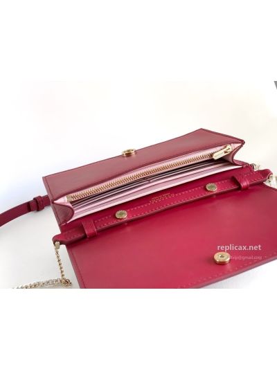 Bvlgari Infinitum Logo Chain Wallet Spinel Pink Calfskin