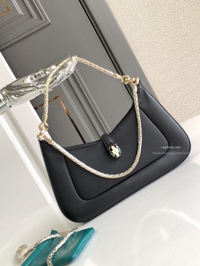 Bvlgari Serpenti Baia Small Shoulder Bag Black Urban Calfskin