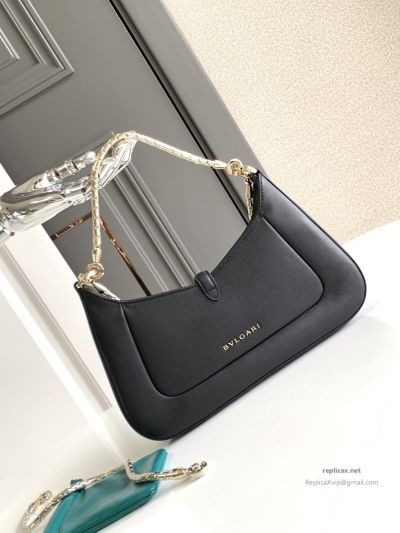 Bvlgari Serpenti Baia Small Shoulder Bag Black Urban Calfskin