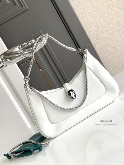 Bvlgari Serpenti Baia Small Shoulder Bag Diamond White Urban Calfskin