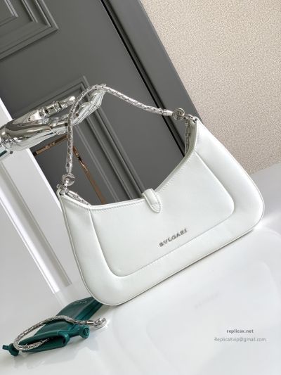 Bvlgari Serpenti Baia Small Shoulder Bag Diamond White Urban Calfskin