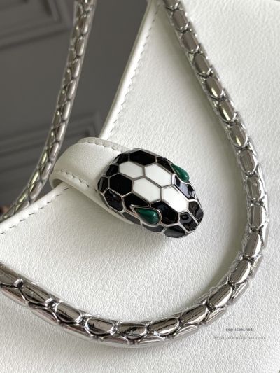 Bvlgari Serpenti Baia Small Shoulder Bag Diamond White Urban Calfskin
