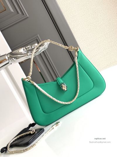 Bvlgari Serpenti Baia Small Shoulder Bag Emerald Green Urban Calfskin
