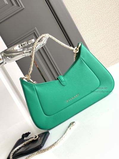 Bvlgari Serpenti Baia Small Shoulder Bag Emerald Green Urban Calfskin