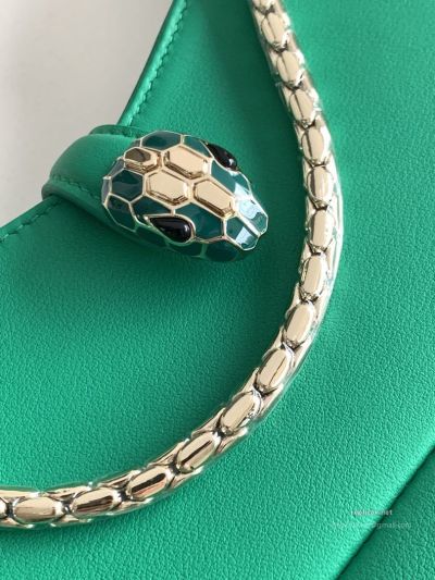 Bvlgari Serpenti Baia Small Shoulder Bag Emerald Green Urban Calfskin