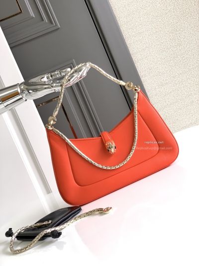 Bvlgari Serpenti Baia Small Shoulder Bag Orange Urban Calfskin