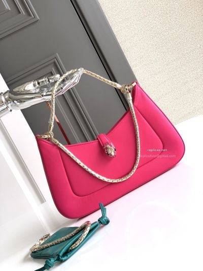 Bvlgari Serpenti Baia Small Shoulder Bag Rose Red Urban Calfskin