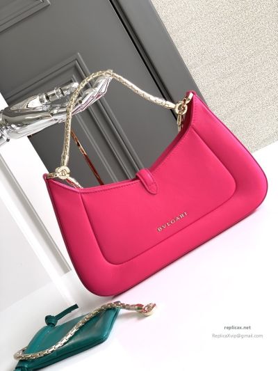 Bvlgari Serpenti Baia Small Shoulder Bag Rose Red Urban Calfskin