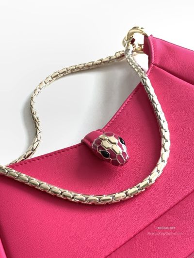 Bvlgari Serpenti Baia Small Shoulder Bag Rose Red Urban Calfskin