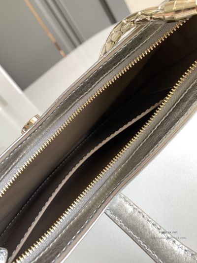 Bvlgari Serpenti Baia Small Shoulder Bag Silver Textured Calfskin