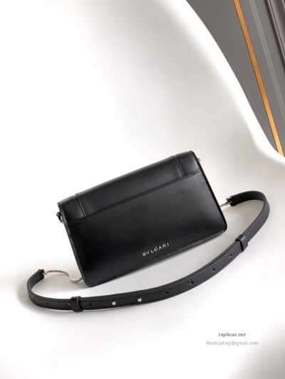 Bvlgari Serpenti Forever Chain Clutch Black Calfskin