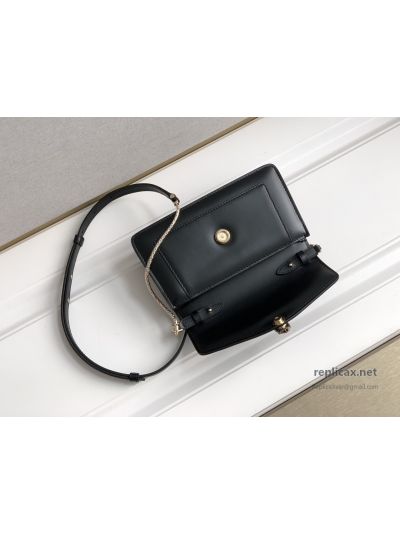 Bvlgari Serpenti Forever Chain Clutch Black Calfskin