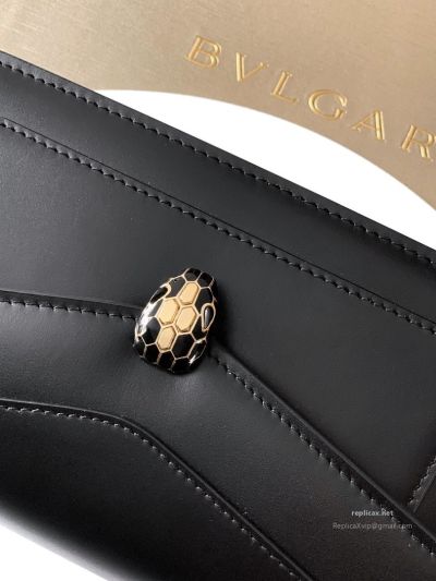 Bvlgari Serpenti Forever Chain Clutch Black Calfskin
