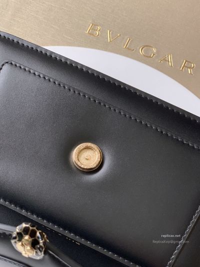 Bvlgari Serpenti Forever Chain Clutch Black Calfskin