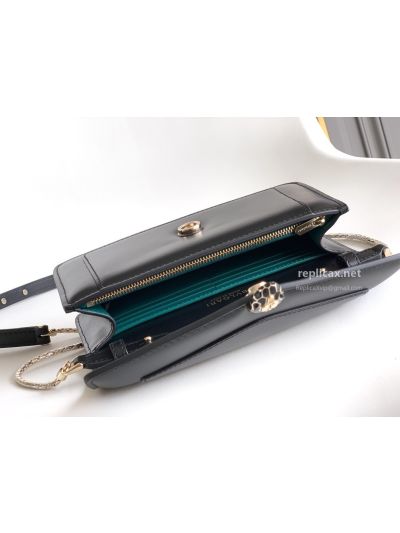 Bvlgari Serpenti Forever Chain Clutch Black Calfskin