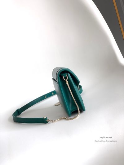 Bvlgari Serpenti Forever Chain Clutch Green Calfskin