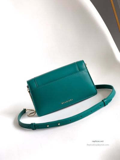 Bvlgari Serpenti Forever Chain Clutch Green Calfskin