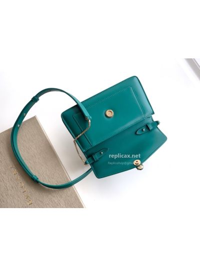 Bvlgari Serpenti Forever Chain Clutch Green Calfskin