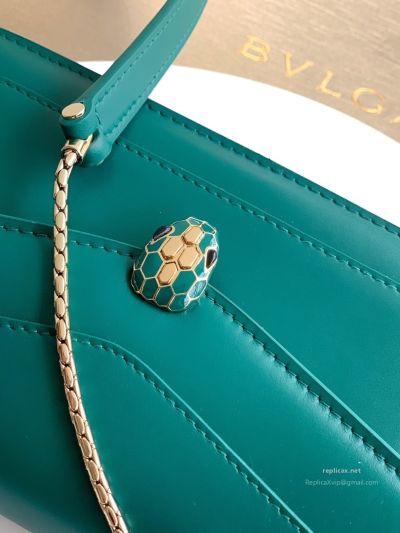 Bvlgari Serpenti Forever Chain Clutch Green Calfskin
