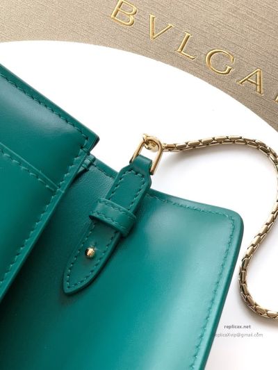 Bvlgari Serpenti Forever Chain Clutch Green Calfskin
