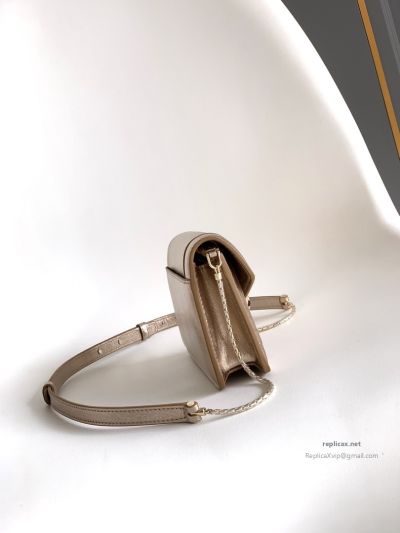 Bvlgari Serpenti Forever Chain Clutch Light Gold Textured Calfskin