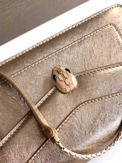 Bvlgari Serpenti Forever Chain Clutch Light Gold Textured Calfskin