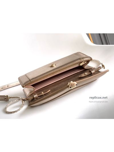 Bvlgari Serpenti Forever Chain Clutch Light Gold Textured Calfskin