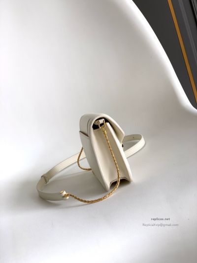 Bvlgari Serpenti Forever Chain Clutch Pearl White Calfskin