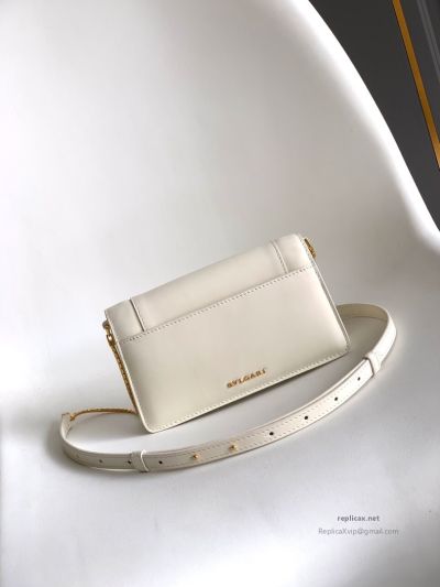 Bvlgari Serpenti Forever Chain Clutch Pearl White Calfskin