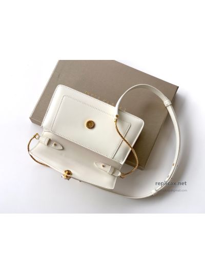 Bvlgari Serpenti Forever Chain Clutch Pearl White Calfskin